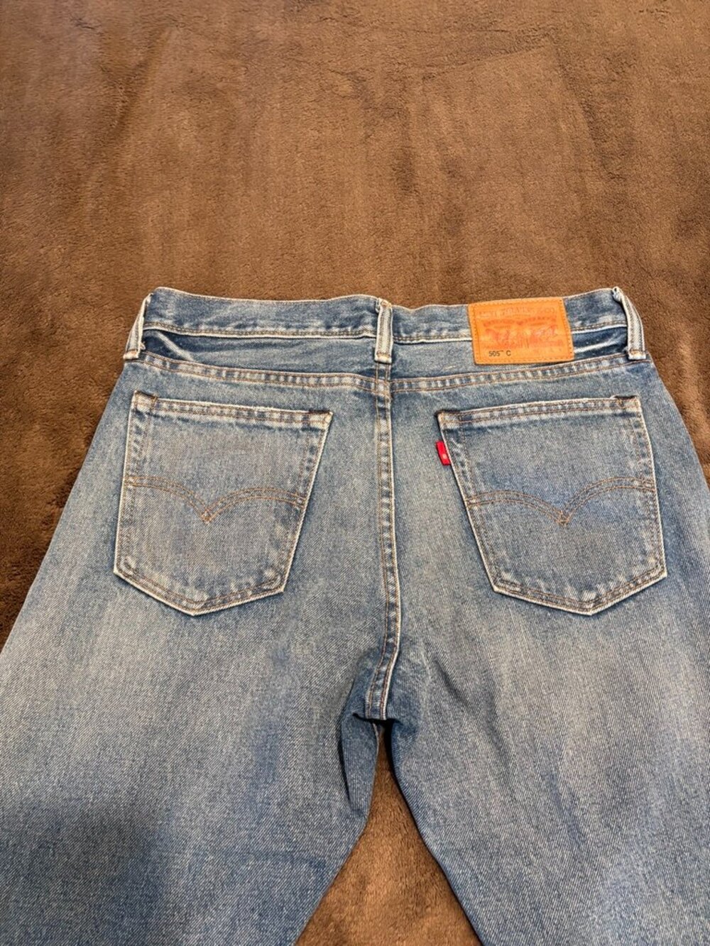 LEVI’S 505 C Cropped Slim Straight Leg Distressed Jeans Medium Wash Size 32